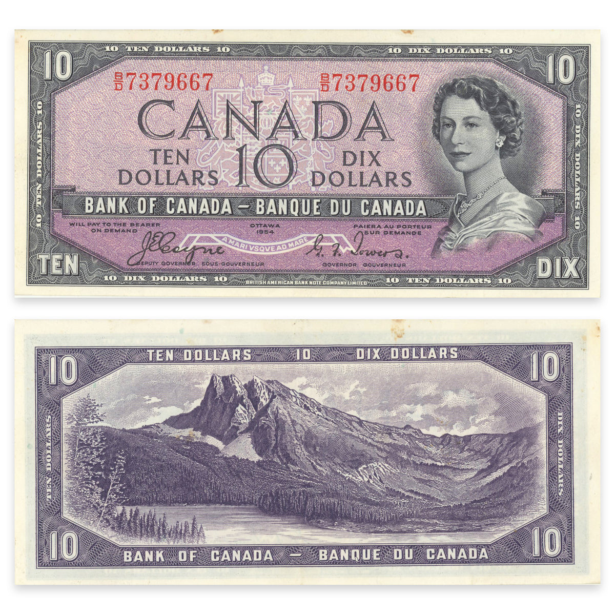 $10 1954 Devil's Face Series BC-32a Coyne-Towers Prefix B/D EF-45