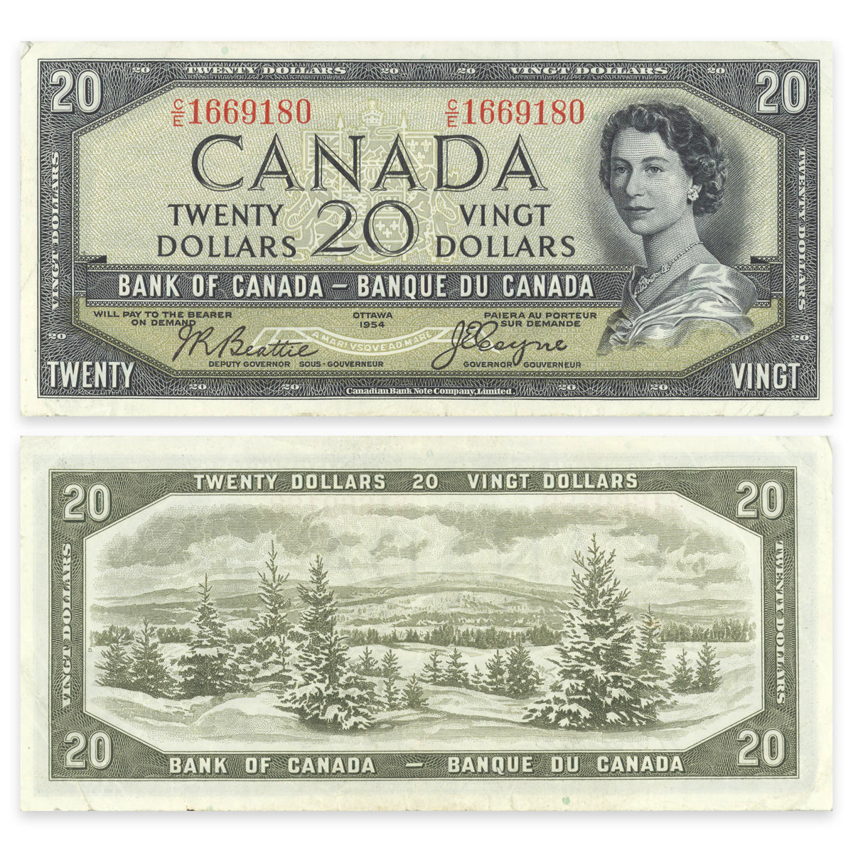 $20 1954 Devil's Face Series BC-33b Beattie-Coyne Prefix C/E VF-30