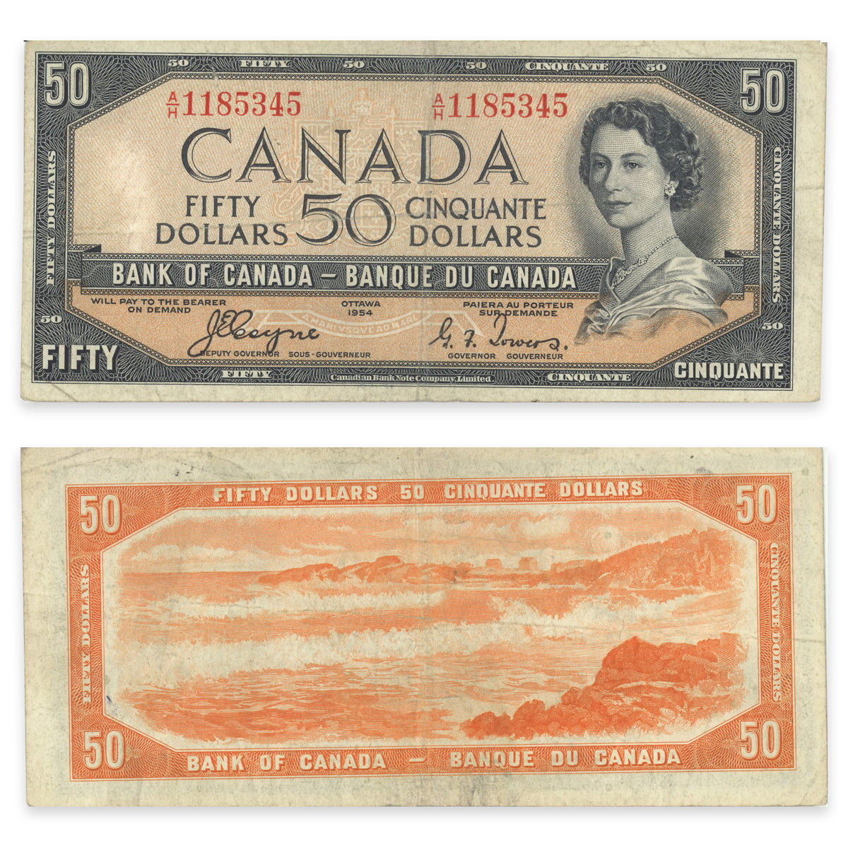 $50 1954 Devil's Face Series BC-34a Coyne-Towers Prefix A/H F-12