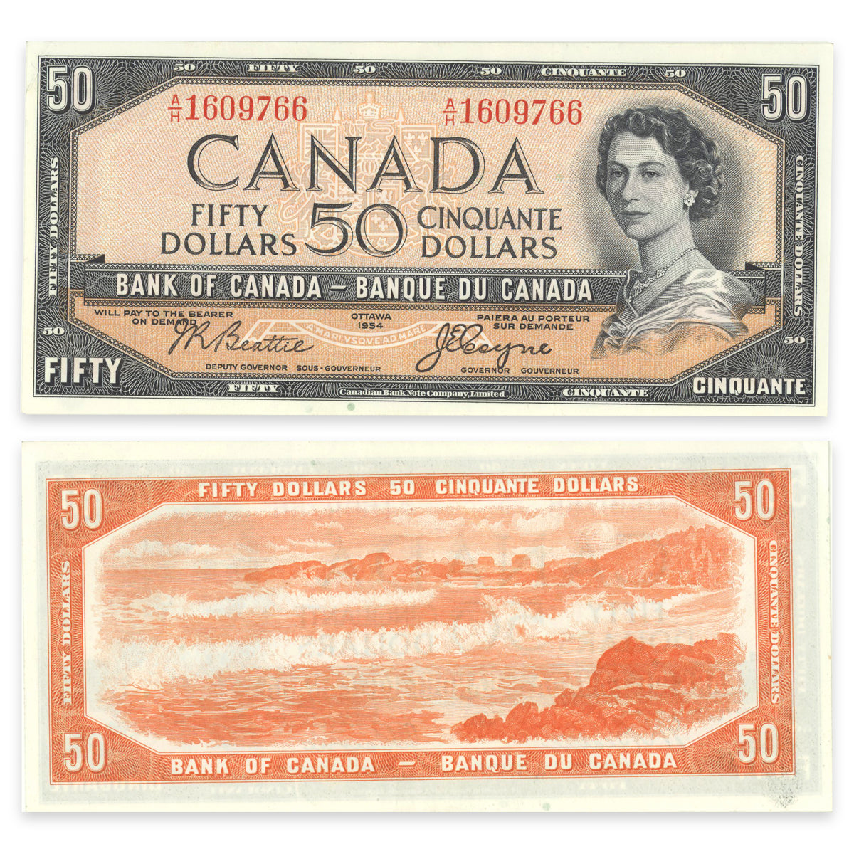 $50 1954 Devil's Face Series BC-34b Beattie-Coyne Prefix A/H EF-45