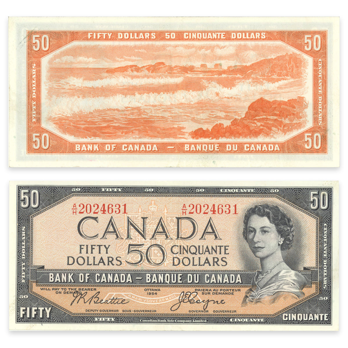 $50 1954 Devil's Face Series BC-34b Beattie-Coyne Prefix A/H EF-45