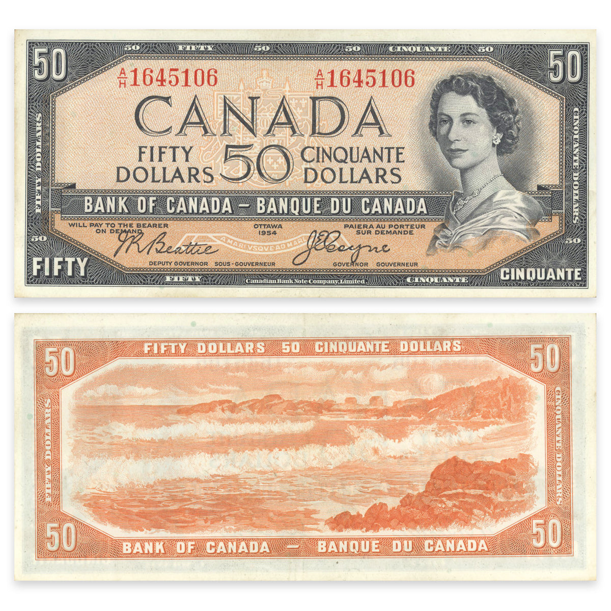 $50 1954 Devil's Face Series BC-34b Beattie-Coyne Prefix A/H EF-40