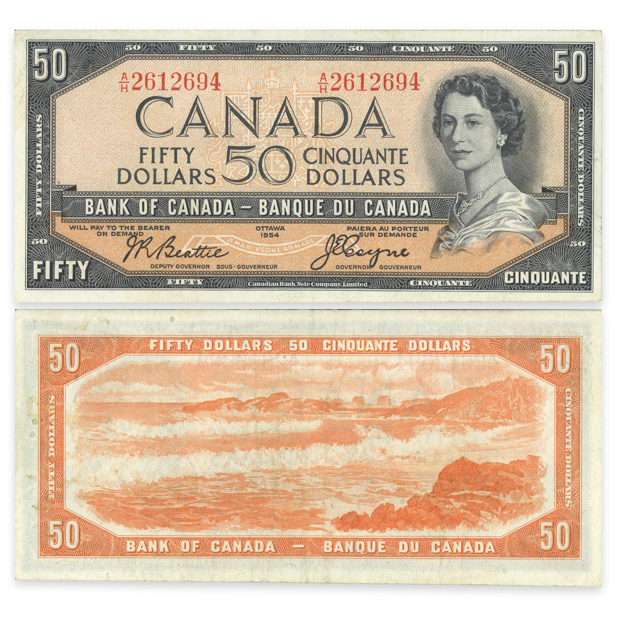 $50 1954 Devil's Face Series BC-34b Beattie-Coyne Prefix A/H VF-30