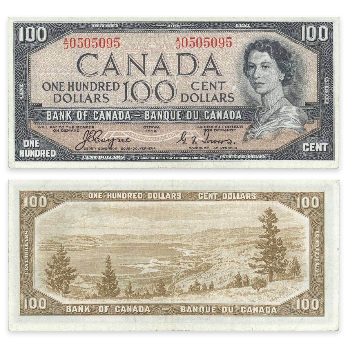 $100 1954 Devil's Face Series BC-53a Coyne-Towers Prefix A/J VF-30