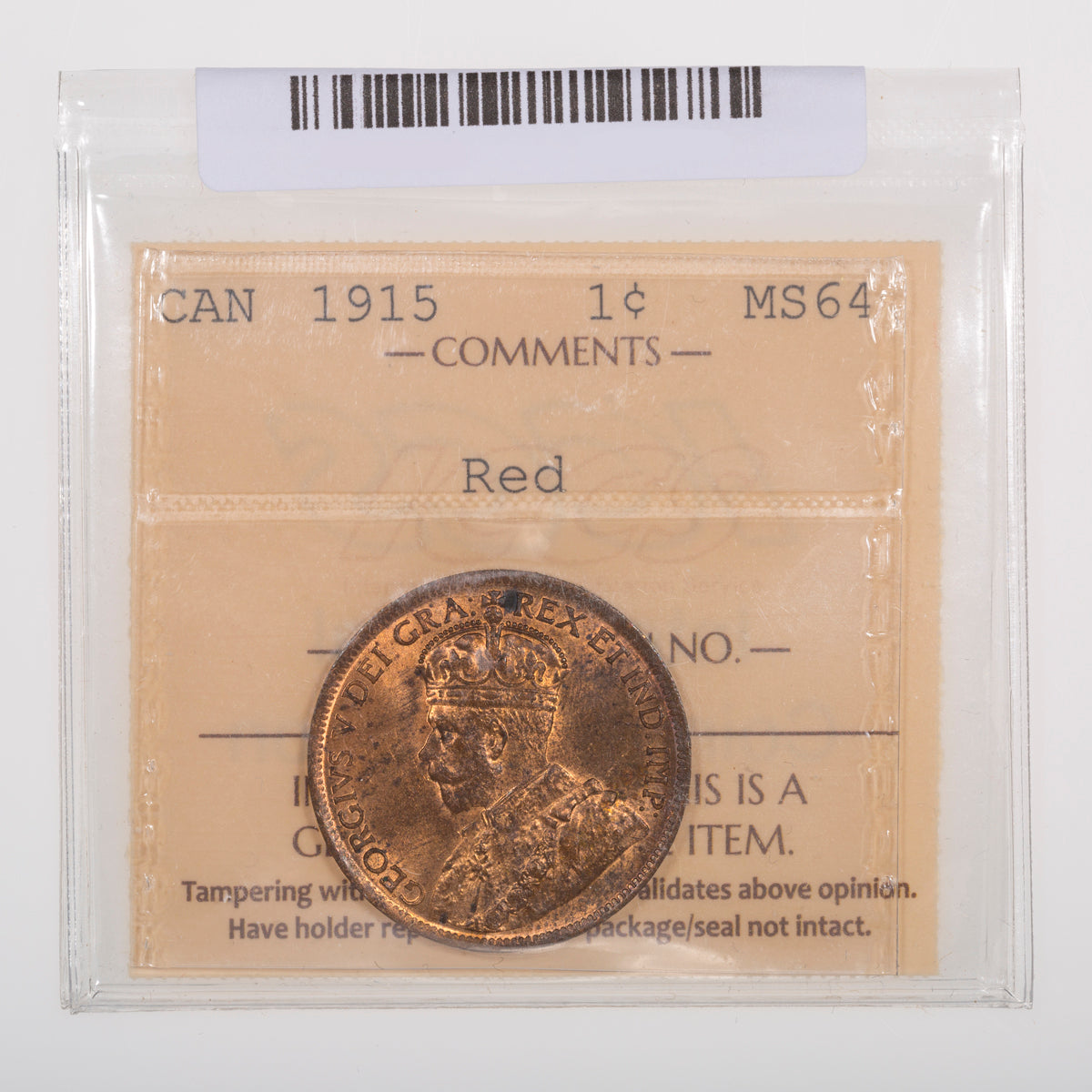 1 Cent 1915 ICCS MS-64 Red