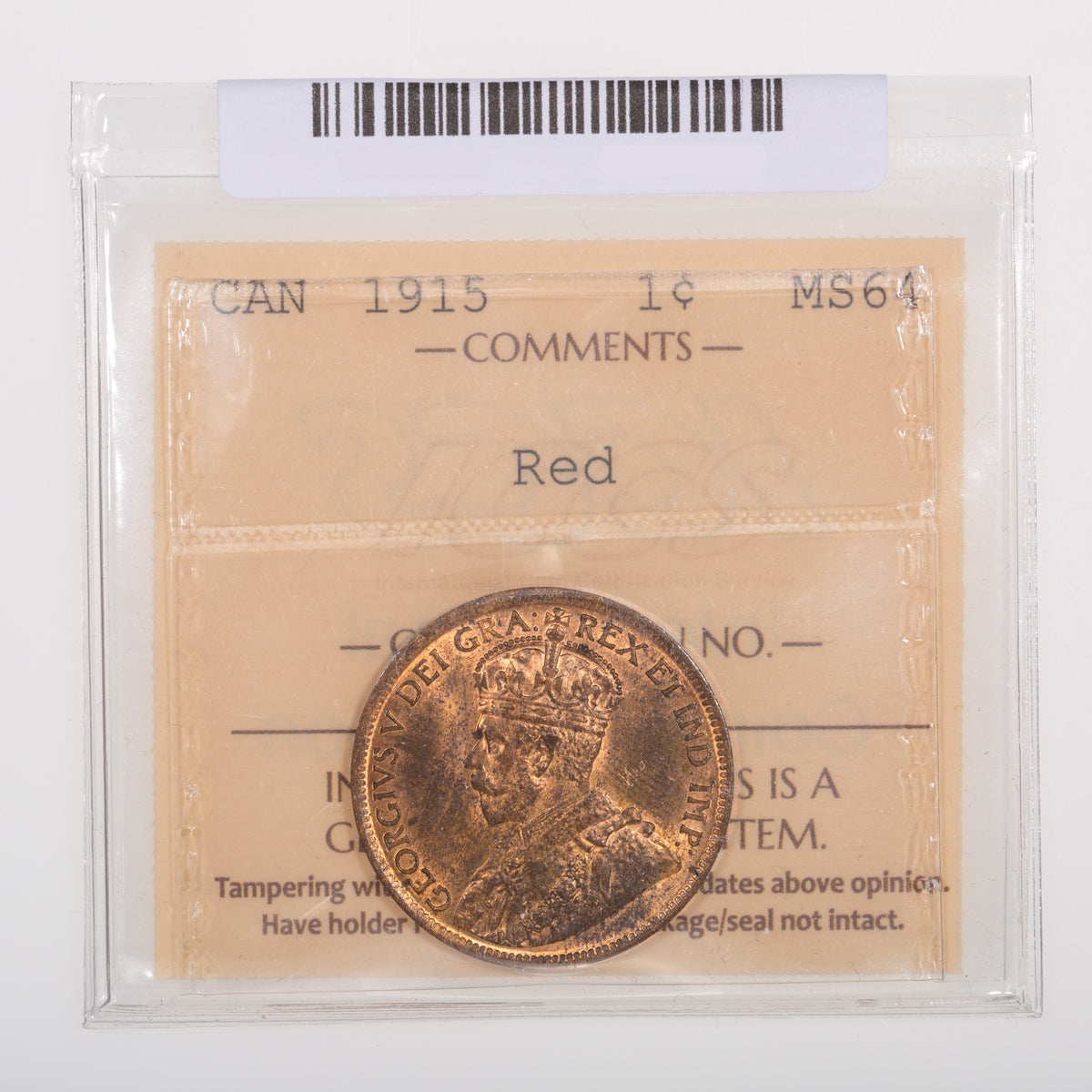 1 Cent 1915 ICCS MS-64 Red