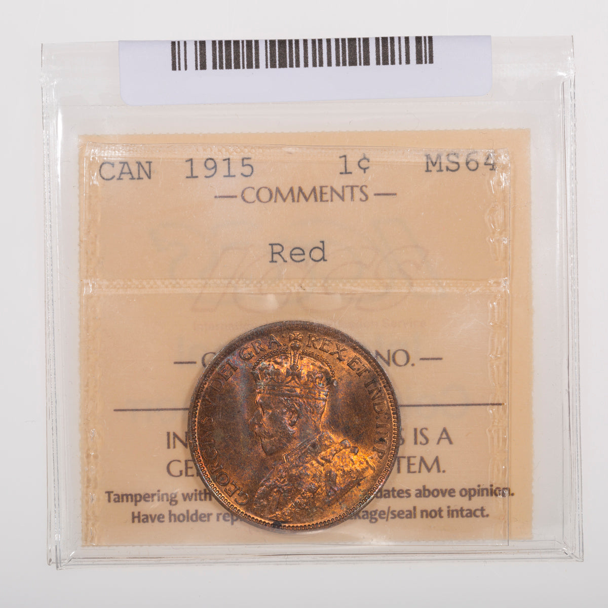 1 Cent 1915 ICCS MS-64 Red