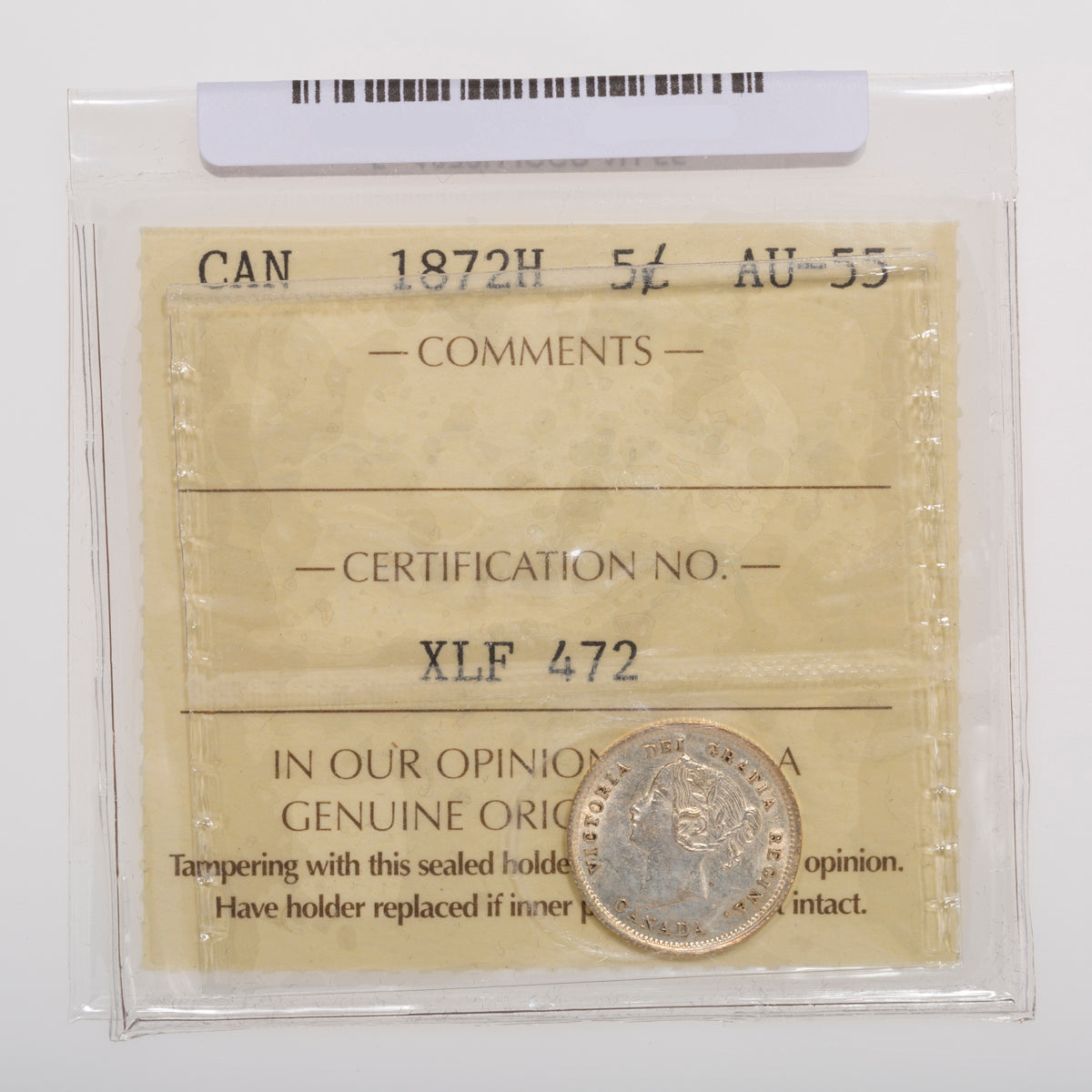 5 Cent 1872H ICCS AU-55