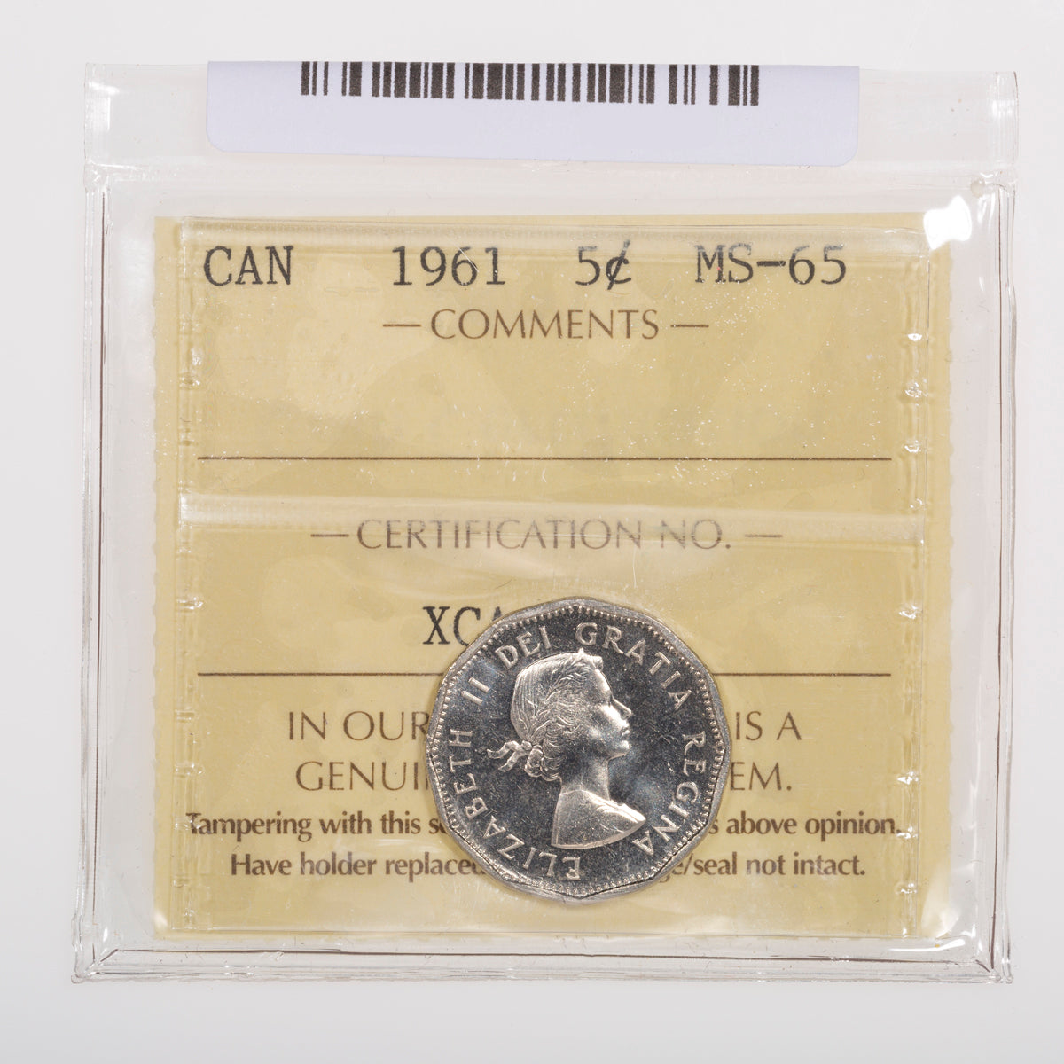 5 Cent 1961 ICCS MS-65