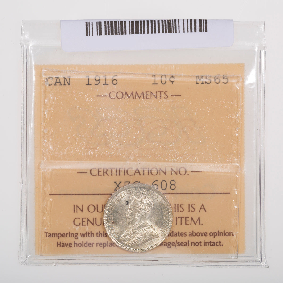 10 Cent 1916 ICCS MS-65