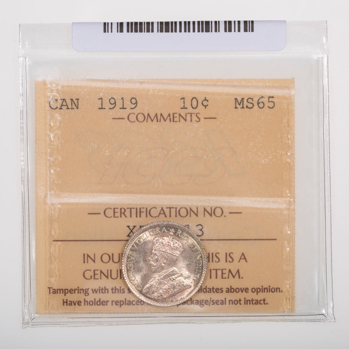 10 Cent 1919 ICCS MS-65