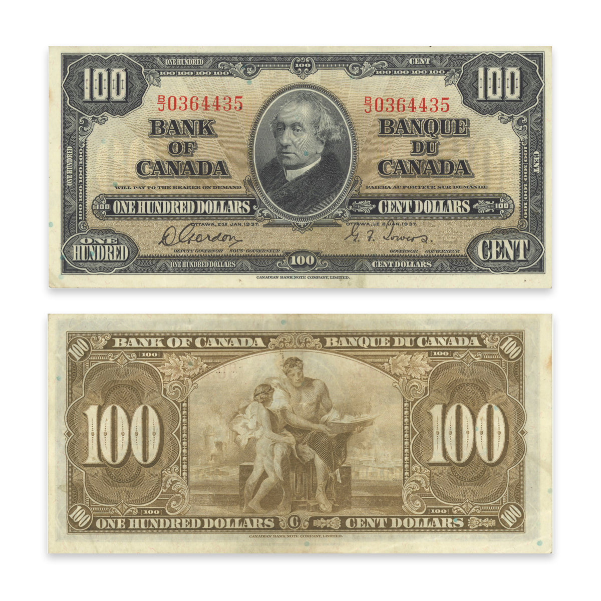 $100 1937 BC-27b Gordon-Towers Prefix B/J VF-25