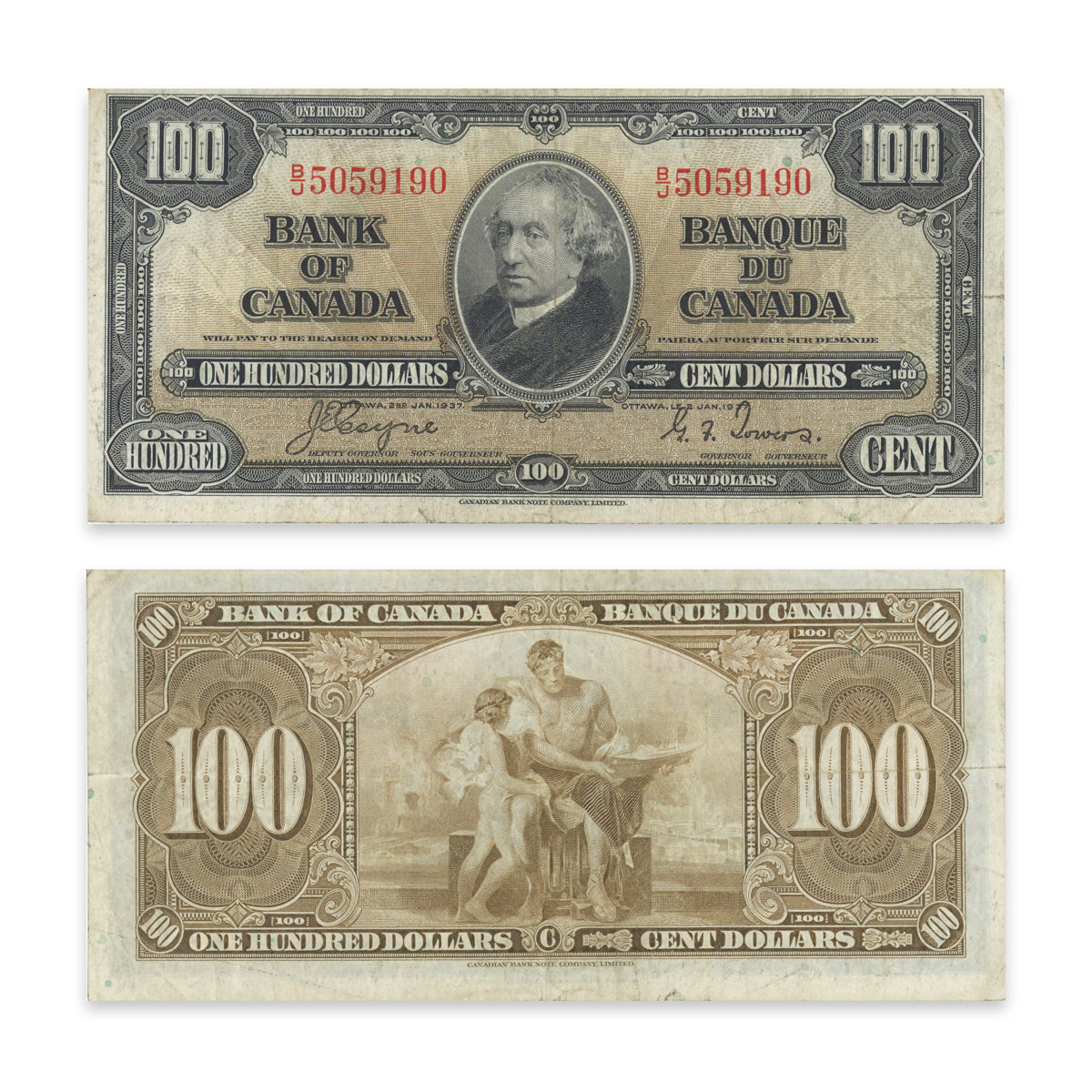 $100 1937 BC-27c Coyne-Towers Prefix B/J F-15