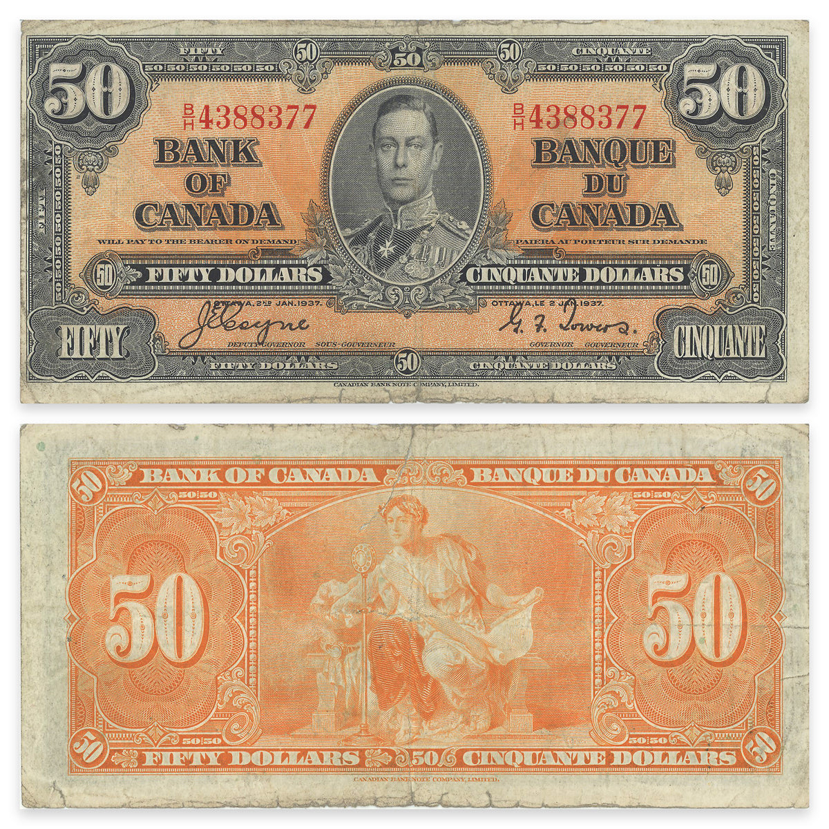 $50 1937 BC-26c Coyne-Towers Prefix B/H F-12