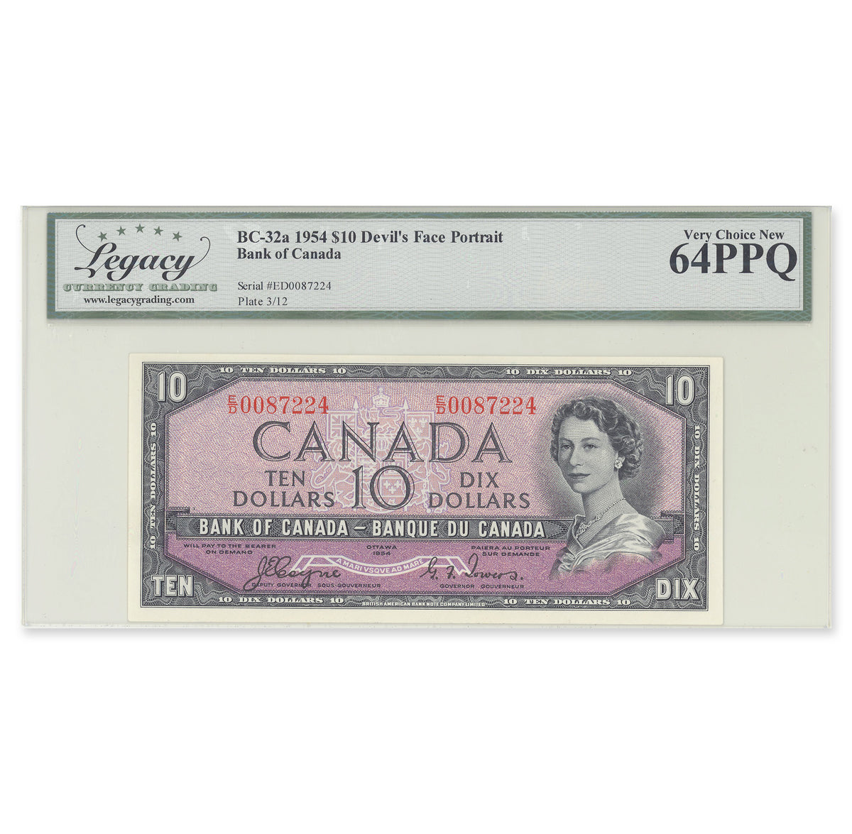 $10 1954 Devil's Face Series BC-32a Consecutive Coyne-Towers Prefix E/D Legacy CUNC-64 PPQ