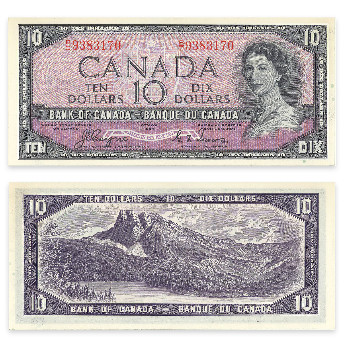 $10 1954 Devil's Face Series BC-32a Consecutive Coyne-Towers Prefix B/D CUNC-64