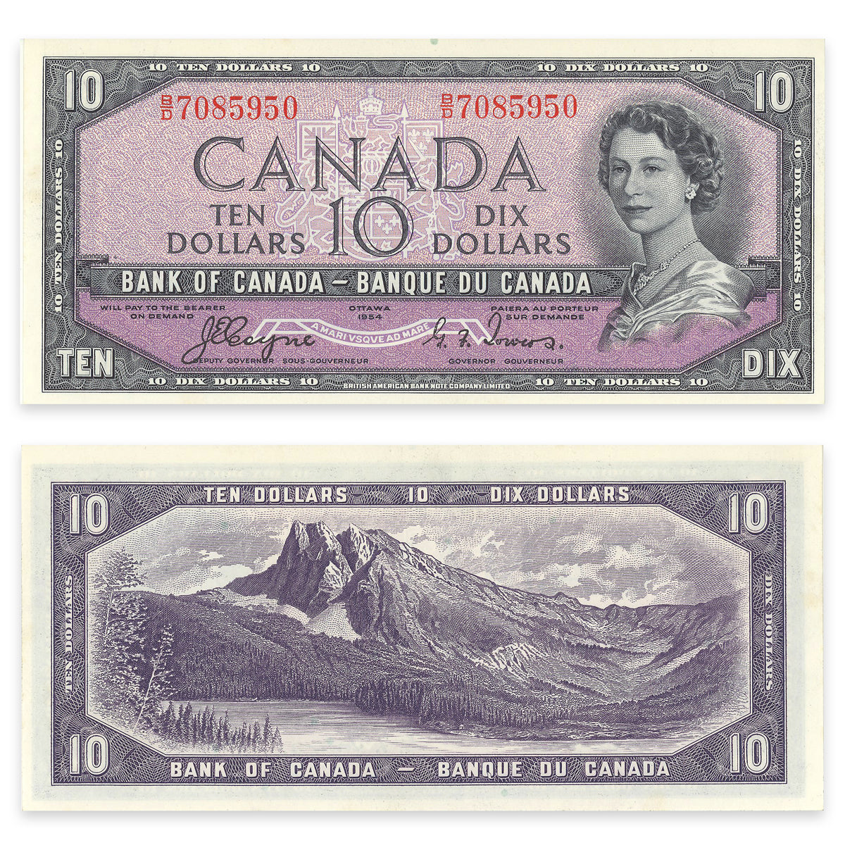 $10 1954 Devil's Face Series BC-32a Consecutive Coyne-Towers Prefix B/D CUNC-63