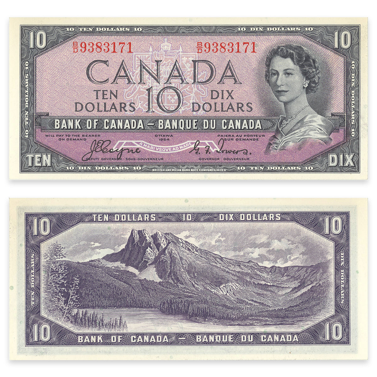 $10 1954 Devil's Face Series BC-32a Consecutive Coyne-Towers Prefix B/D CUNC-63