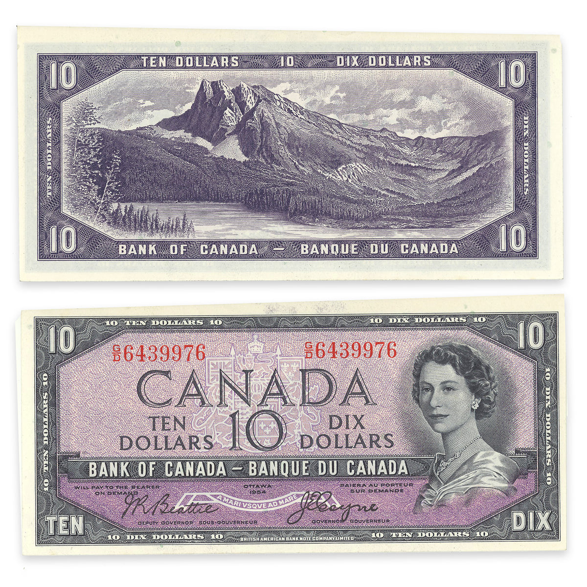 $10 1954 Devil's Face Series BC-32b Beattie-Coyne Prefix G/D EF-45