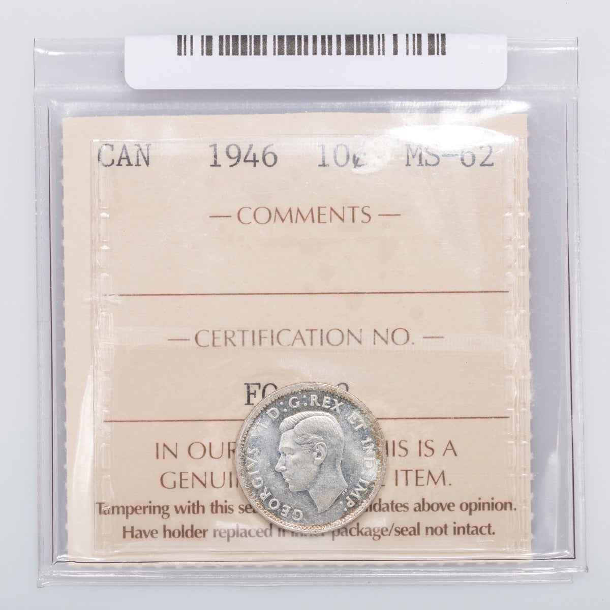 10 Cent 1946 ICCS MS-62