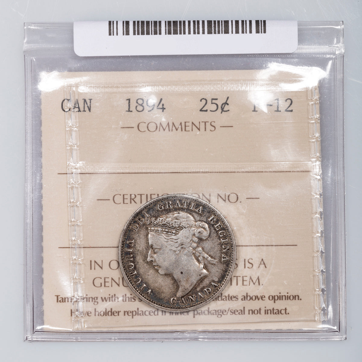25 Cent 1894 ICCS F-12
