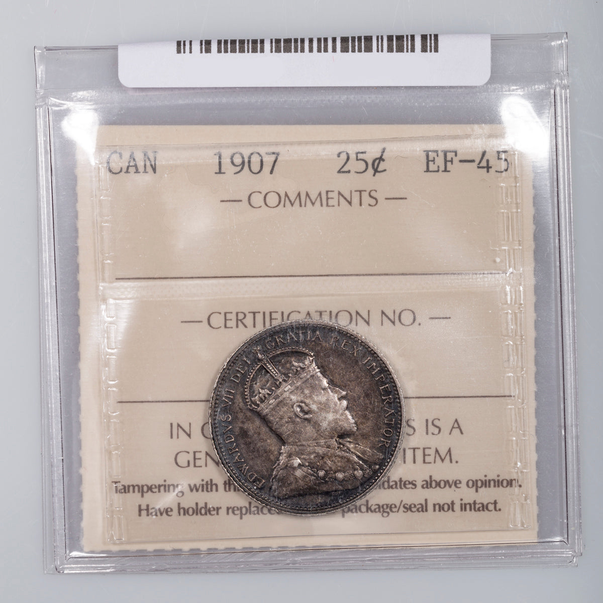 25 Cent 1907 ICCS EF-45
