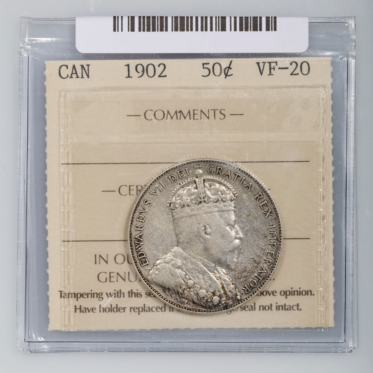 50 Cent 1902 ICCS VF-20