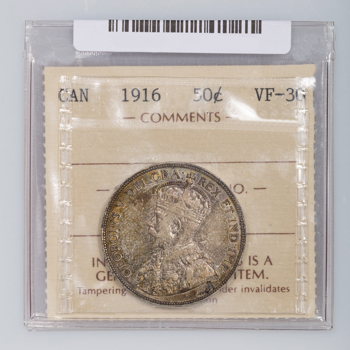 50 Cent 1916 ICCS VF-30