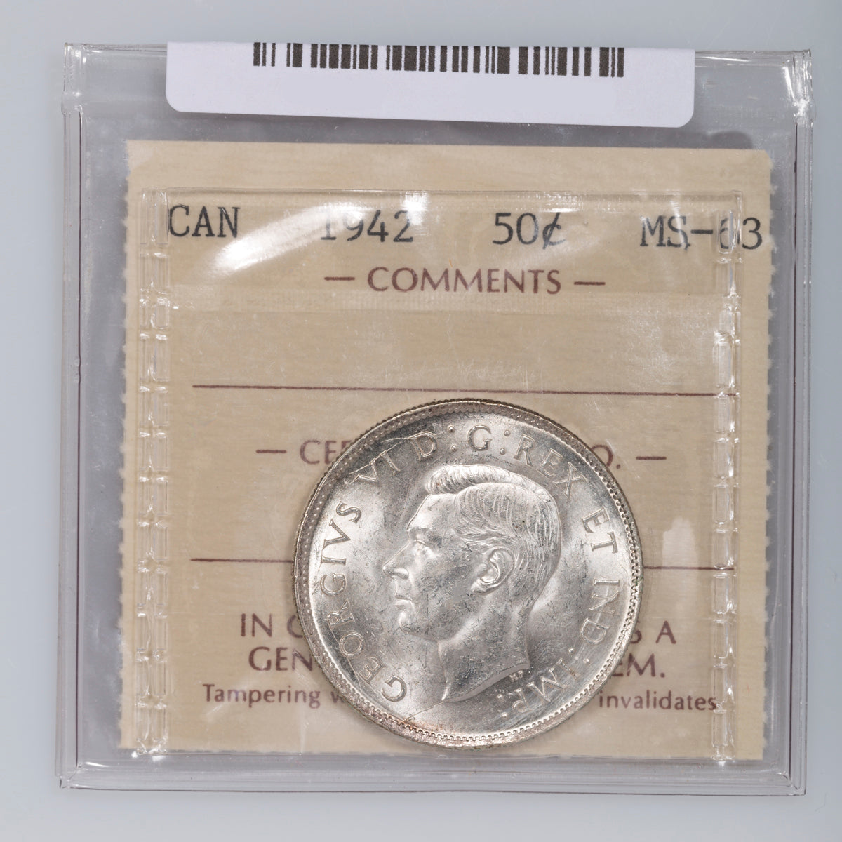 50 Cent 1942 ICCS MS-63