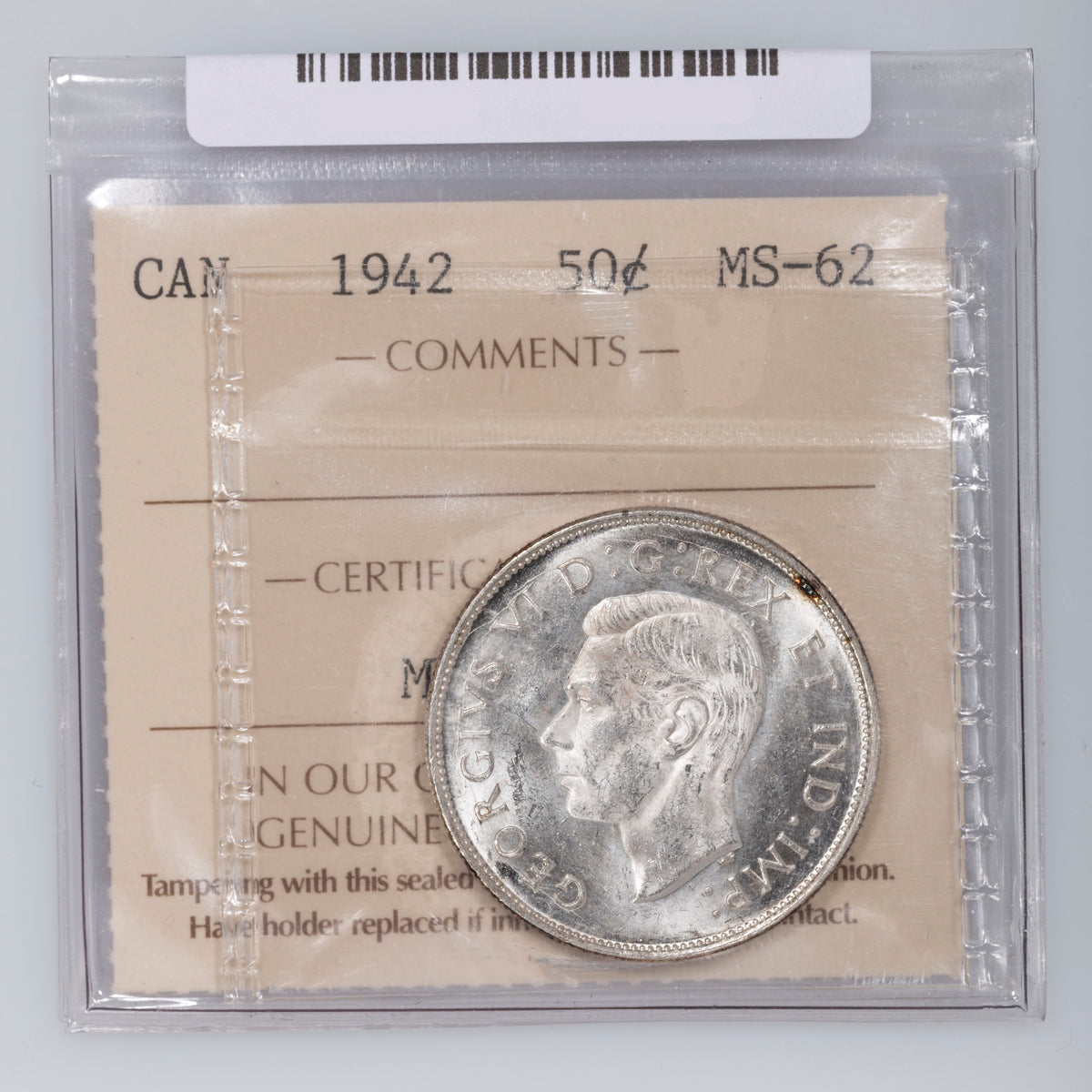 50 Cent 1942 ICCS MS-62