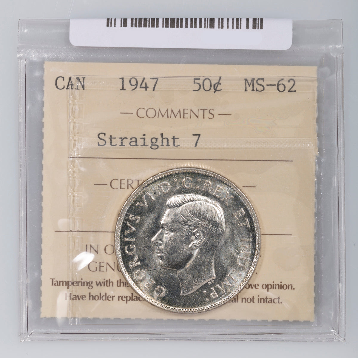 50 Cent 1947 Straight 7 ICCS MS-62