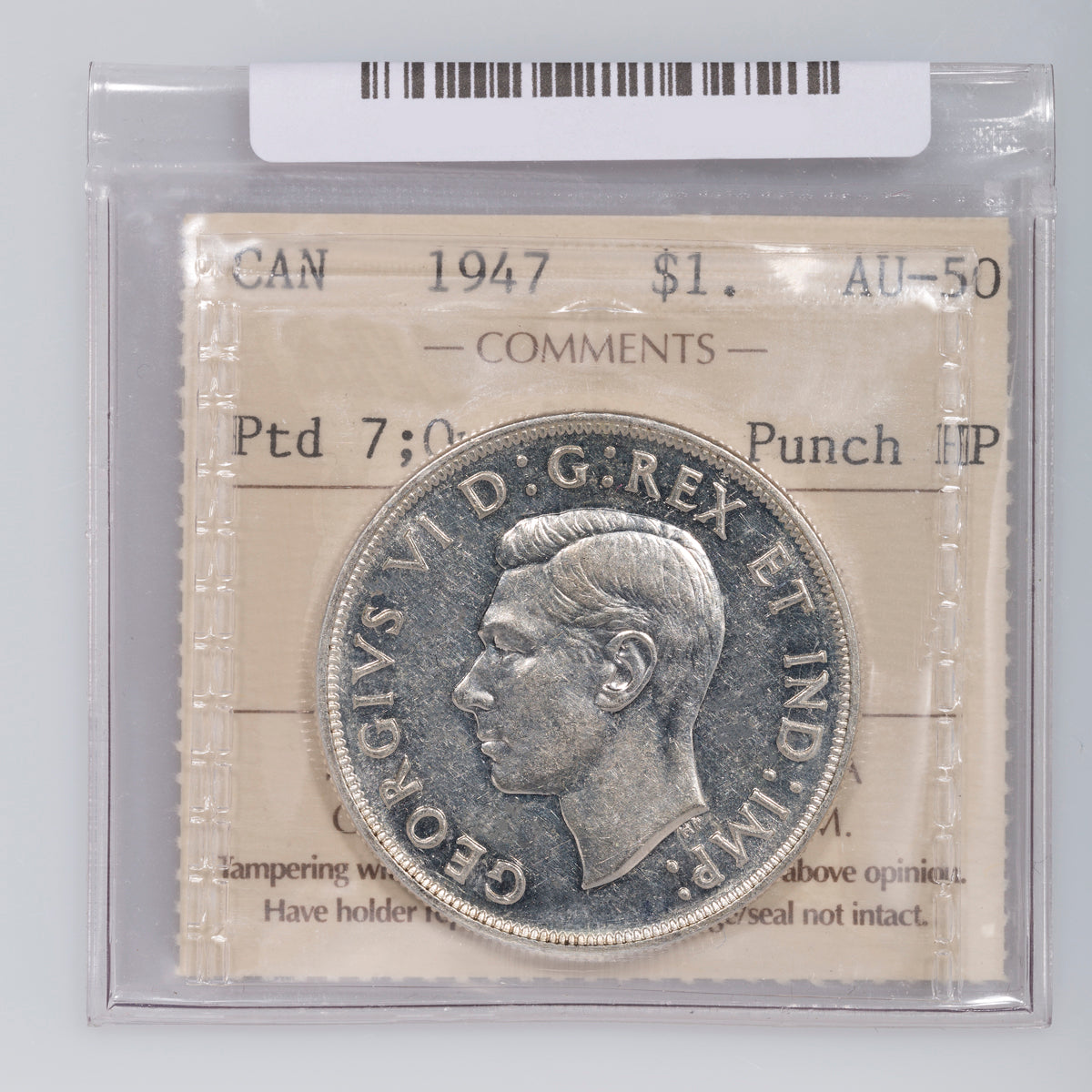 $1 1947 Pointed 7 Quadruple HP ICCS AU-50