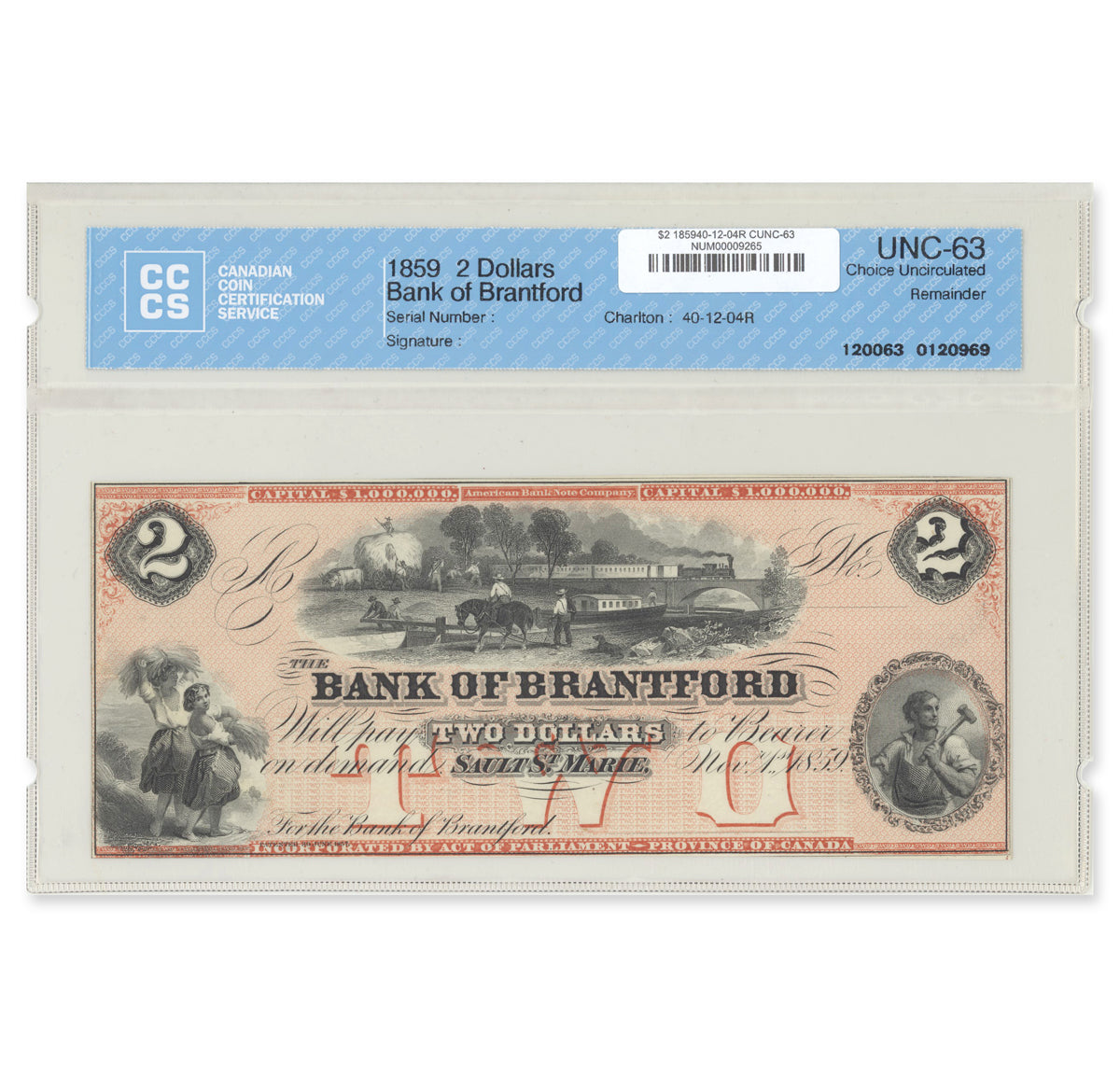 $2 1859 40-12-04R Bank of Brantford CCCS CUNC-63