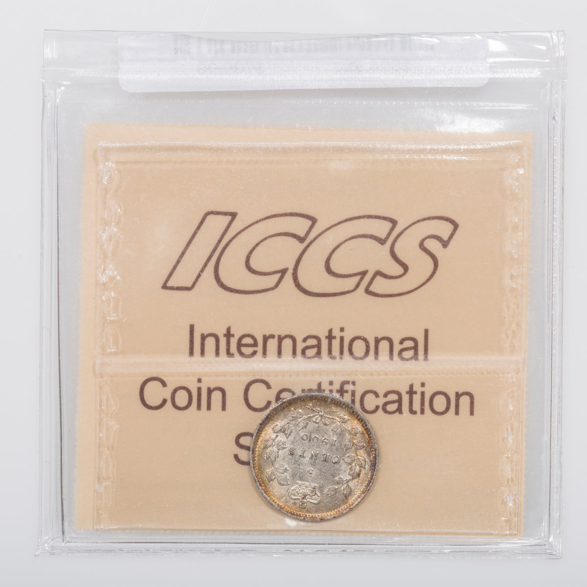 5 Cent 1900 Round 0 ICCS MS-60 Planchet flaw