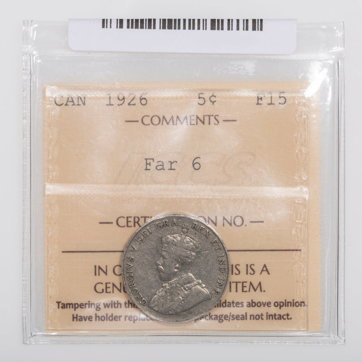 5 Cent 1926 Far 6 ICCS F-15