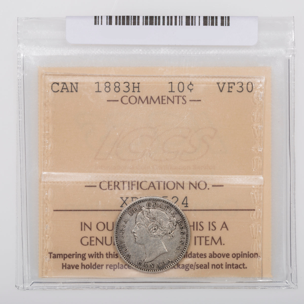 10 Cent 1883H ICCS VF-30