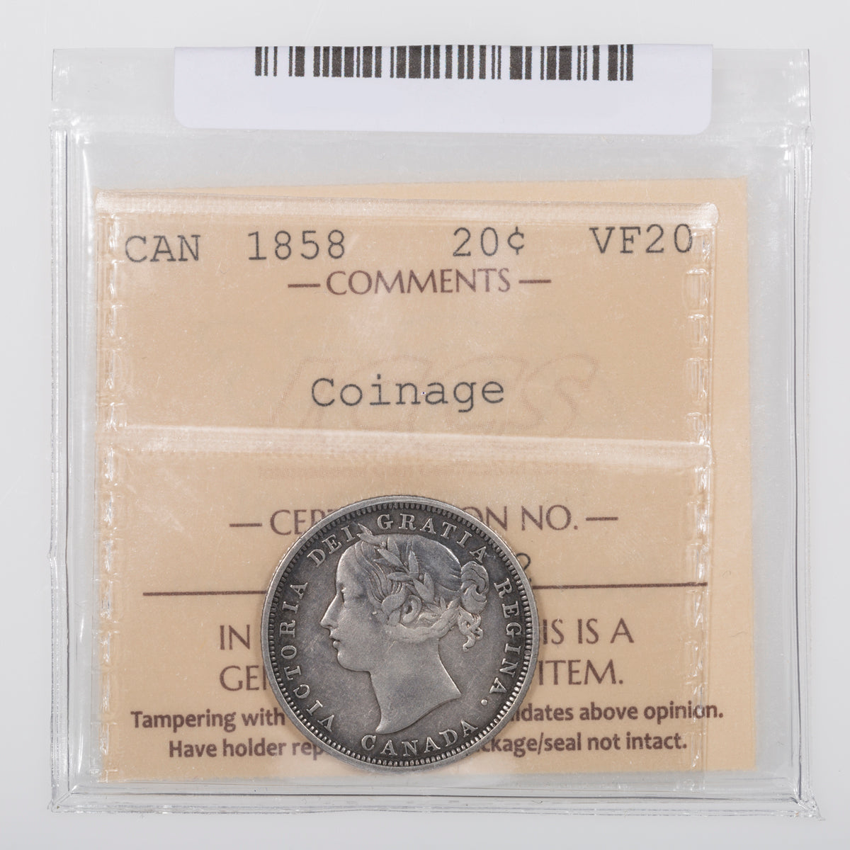 20 Cent 1858 Coinage ICCS VF-20