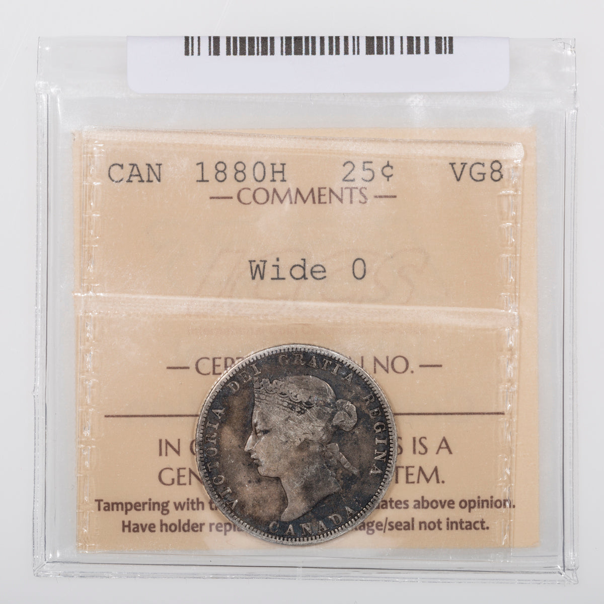 25 Cent 1880H Wide 0 ICCS VG-8