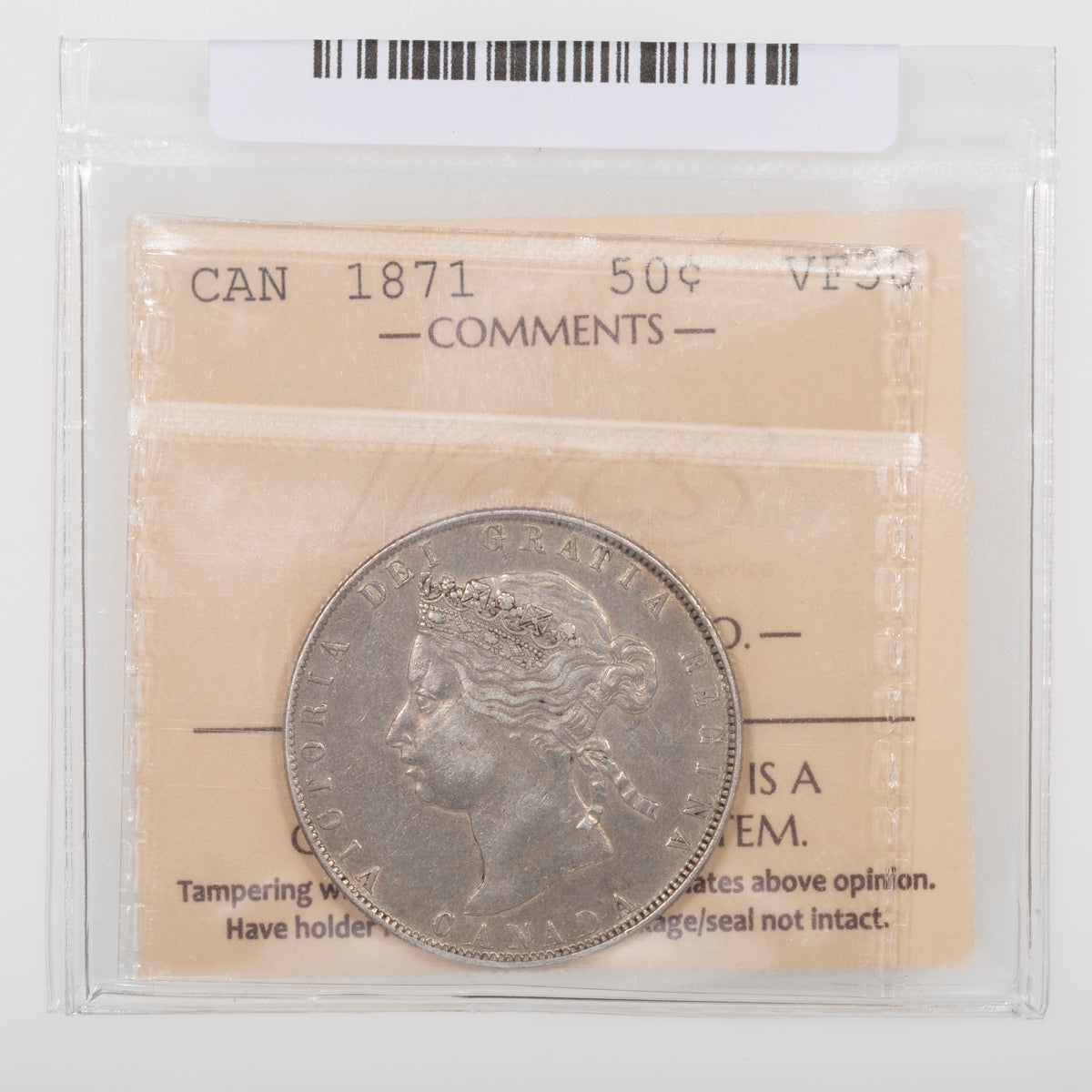 50 Cent 1871 ICCS VF-30