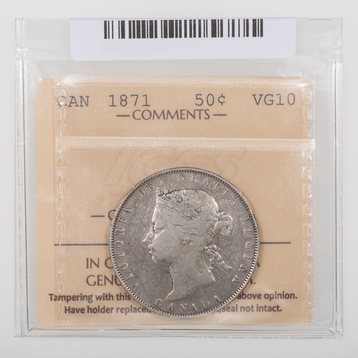 50 Cent 1871 ICCS VG-10