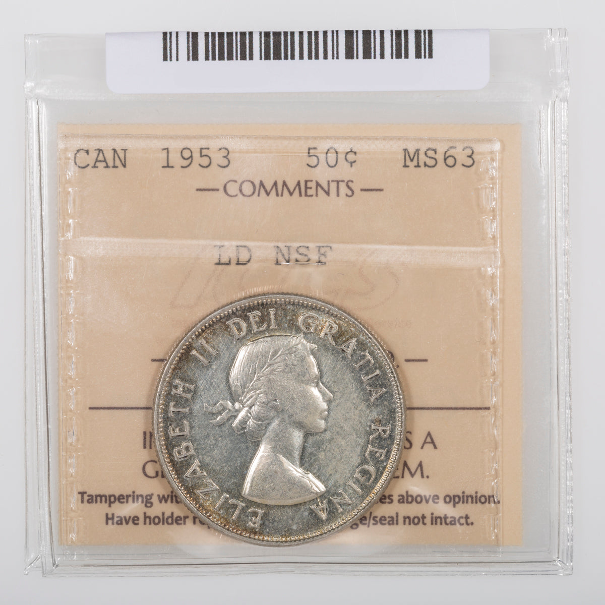 50 Cent 1953 LD NSF ICCS MS-63