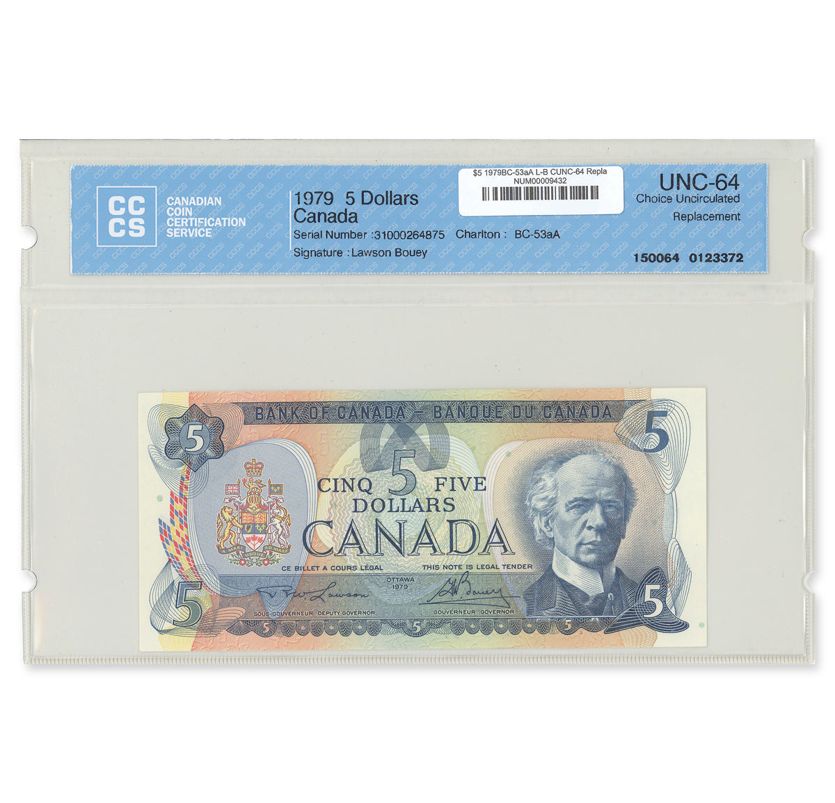 $5 1979 BC-53aA Replacement Lawson-Bouey Prefix 31 CCCS CUNC-64