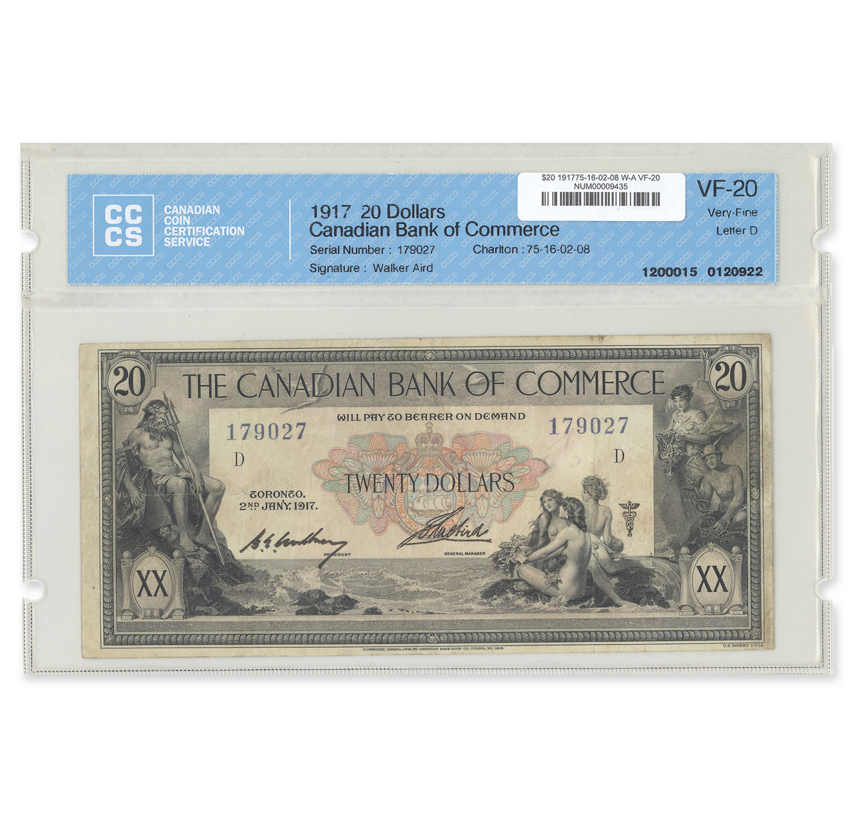 $20 1917 75-16-02-08 Canadian Bank of Commerce Walker-Aird CCCS VF-20