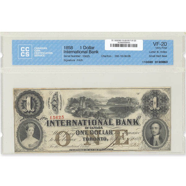 $1 1858 380-10-08-08 International Bank of Canada CCCS VF-20