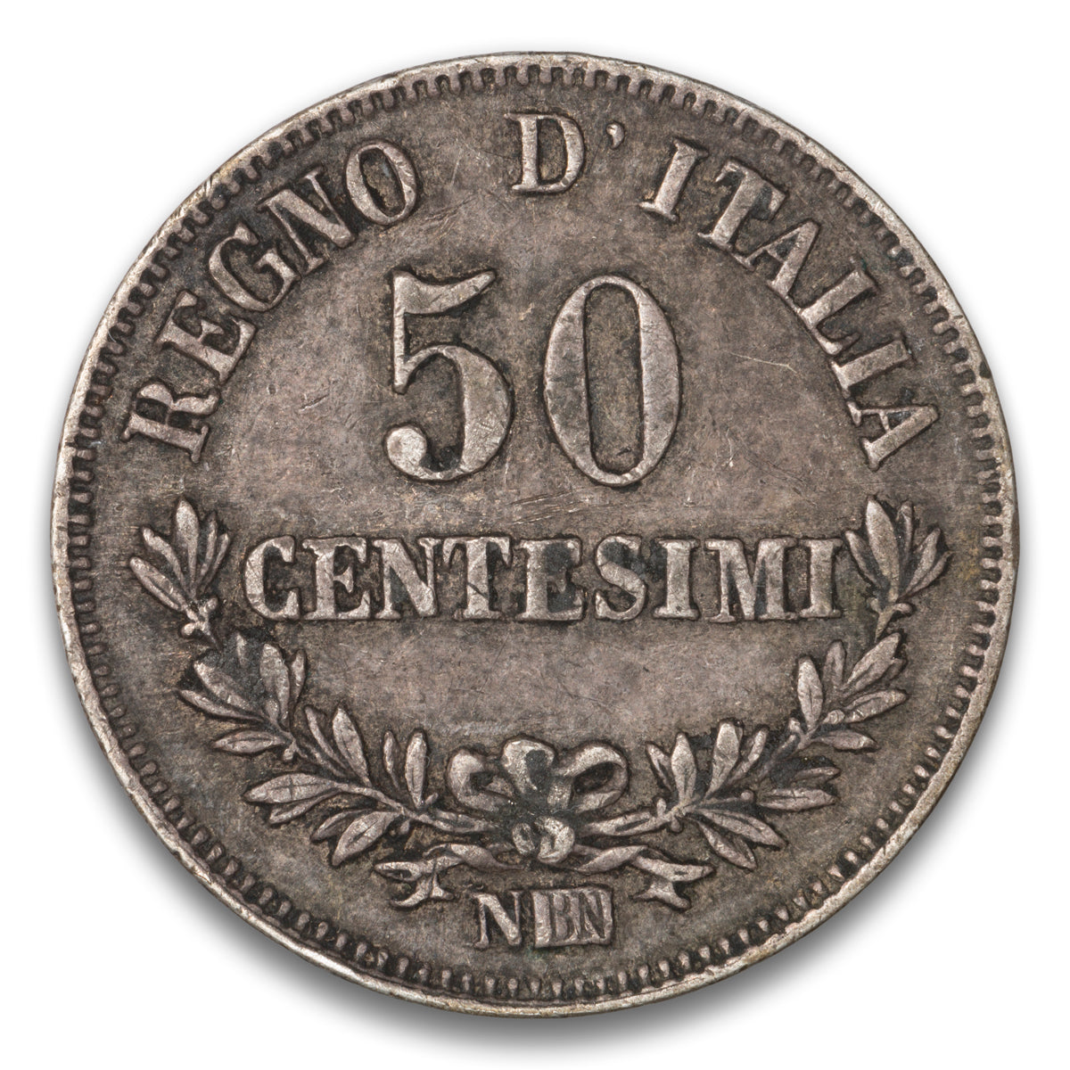 Italy Silver 50 Centesimi 1867 N BN