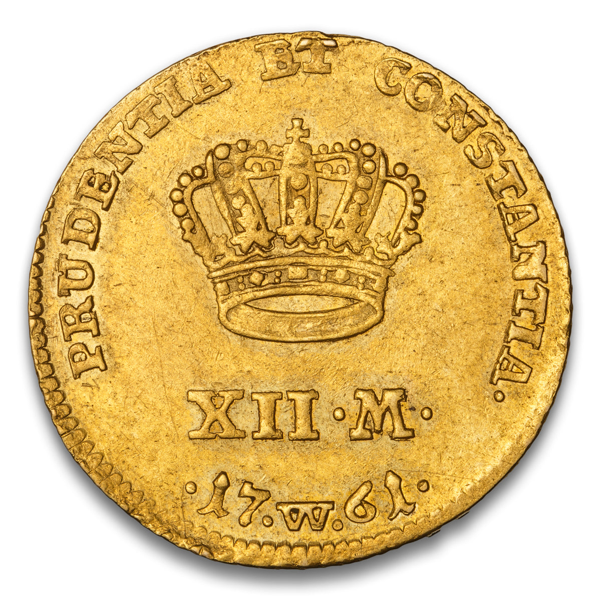 Denmark and Norway Frederik V Gold 12 Mark 1761 Copenhagen Mint