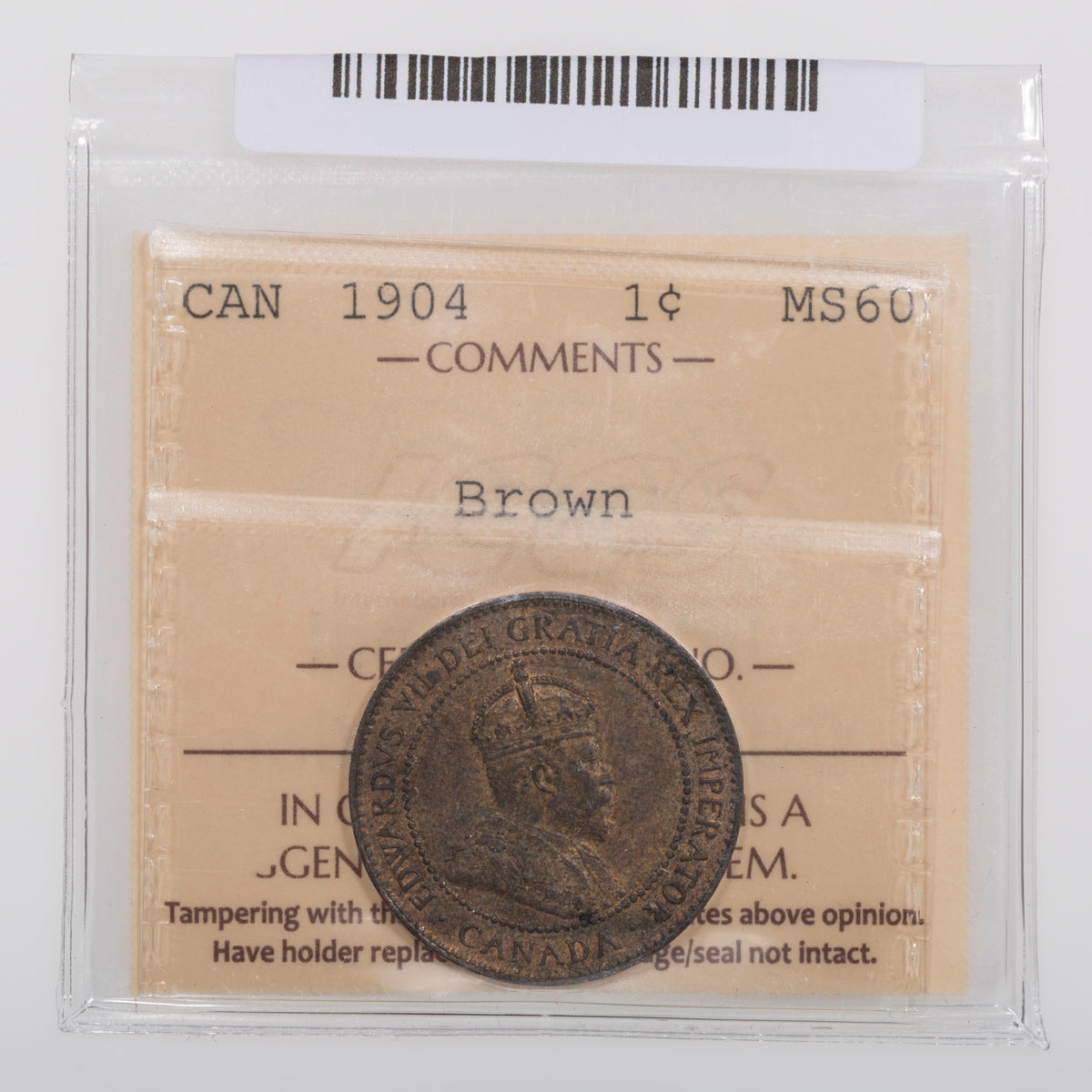 1 Cent 1904 ICCS MS-60 Brown