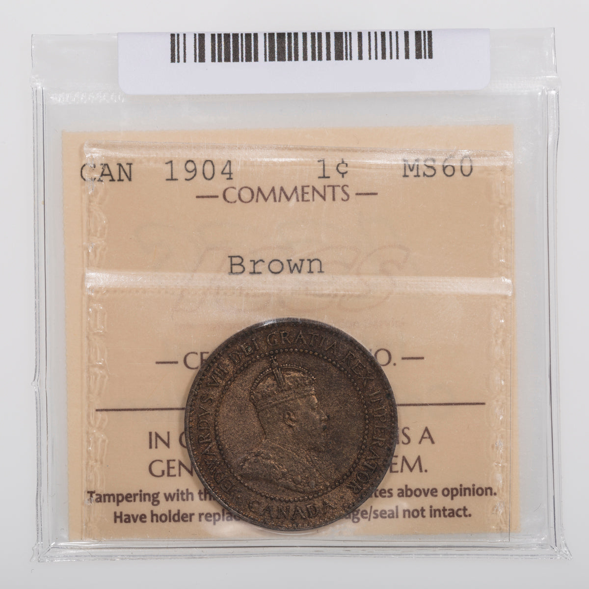 1 Cent 1904 ICCS MS-60 Brown