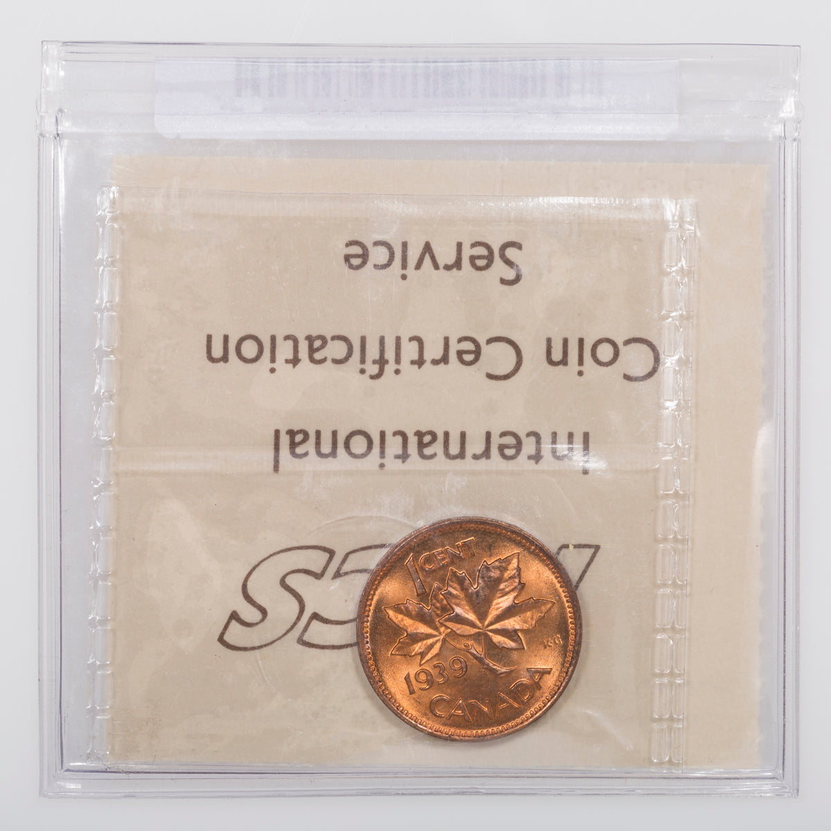 1 Cent 1939 ICCS MS-65 Red