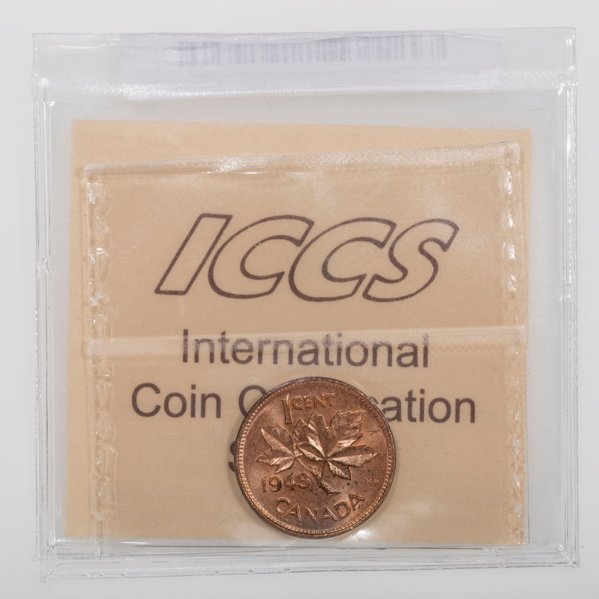 1 Cent 1943 ICCS MS-64 Red